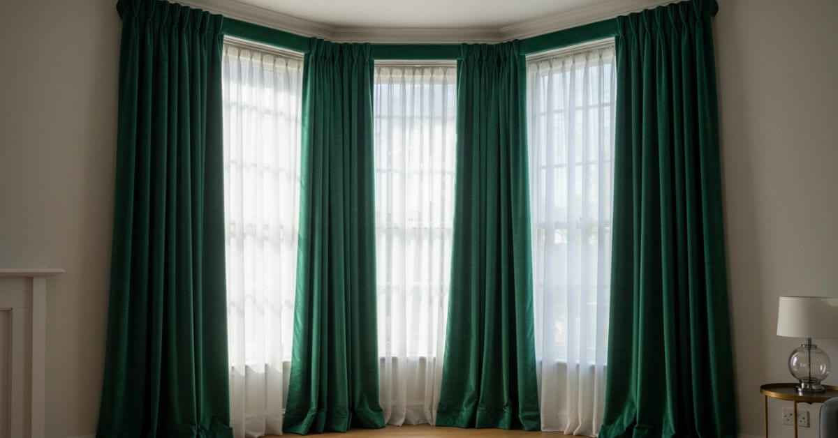 Nothing says contemporary like long, flowing curtains that extend from the ceiling to the floor.